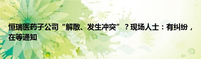 恒瑞医药子公司“解散、发生冲突”?现场人士:有纠纷,在等通知