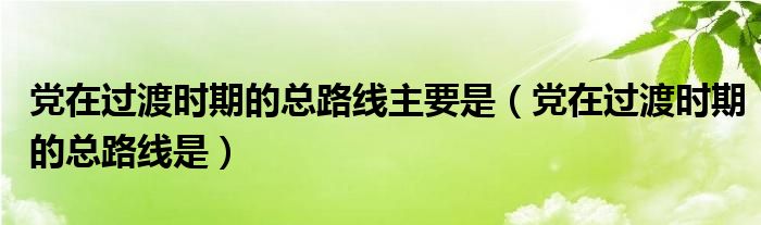 党在过渡时期的总路线主要是（党在过渡时期的总路线是）