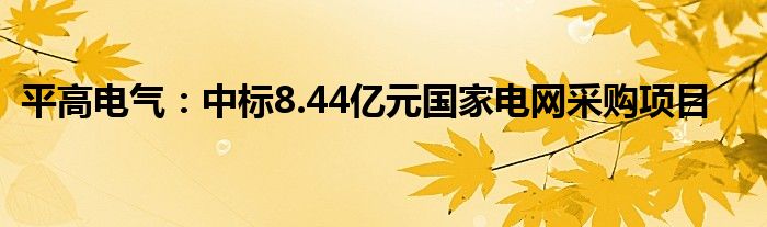 平高电气:中标8.44亿元国家电网采购项目