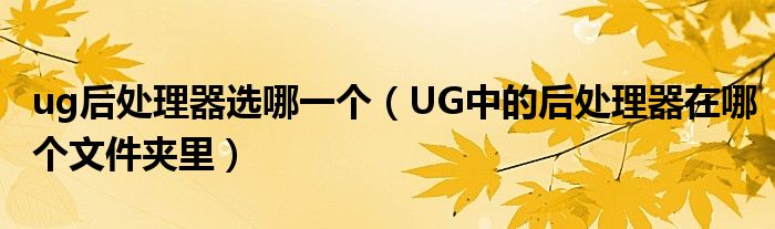 ug后处理器选哪一个（UG中的后处理器在哪个文件夹里）