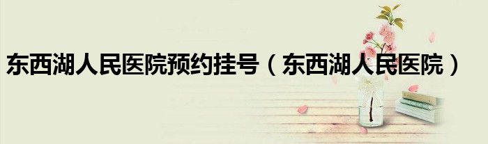 东西湖人民医院预约挂号(东西湖人民医院)