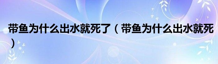 带鱼为什么出水就死了（带鱼为什么出水就死）