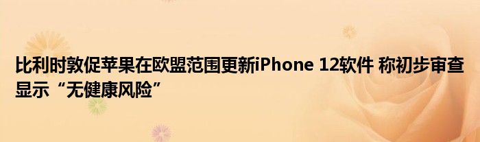 比利时敦促苹果在欧盟范围更新iPhone 12软件 称初步审查显示“无健康风险”