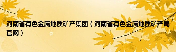 河南省有色金属地质矿产集团（河南省有色金属地质矿产局官网）