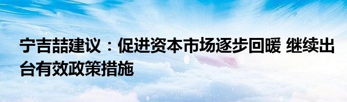 宁吉喆建议:促进资本市场逐步回暖 继续出台有效政策措施