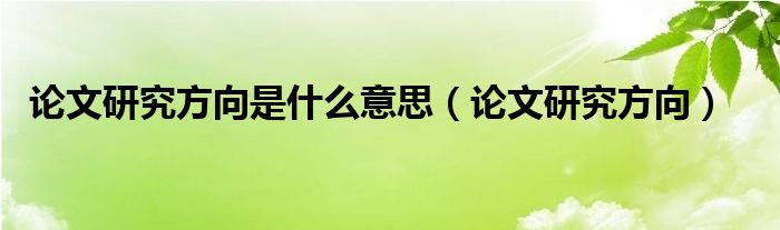 论文研究方向是什么意思（论文研究方向）