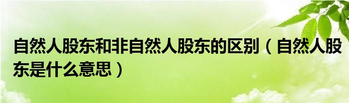自然人股东和非自然人股东的区别(自然人股东是什么意思)