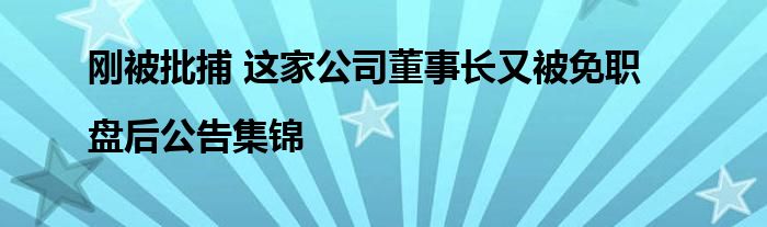 刚被批捕 这家公司董事长又被免职|盘后公告集锦