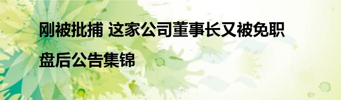 刚被批捕 这家公司董事长又被免职|盘后公告集锦