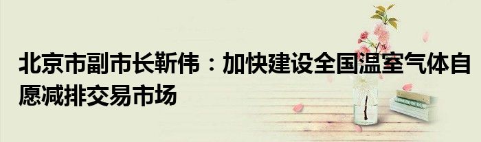 北京市副市长靳伟:加快建设全国温室气体自愿减排交易市场