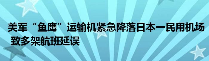 美军“鱼鹰”运输机紧急降落日本一民用机场 致多架航班延误