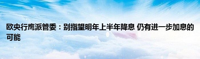 欧央行鹰派管委:别指望明年上半年降息 仍有进一步加息的可能