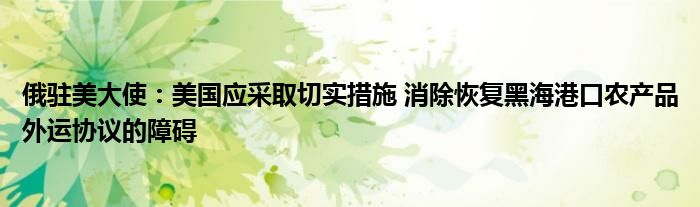 俄驻美大使:美国应采取切实措施 消除恢复黑海港口农产品外运协议的障碍