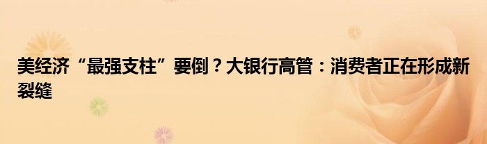 美经济“最强支柱”要倒?大银行高管:消费者正在形成新裂缝