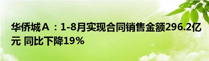 华侨城A:1-8月实现合同销售金额296.2亿元 同比下降19%