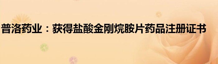普洛药业:获得盐酸金刚烷胺片药品注册证书