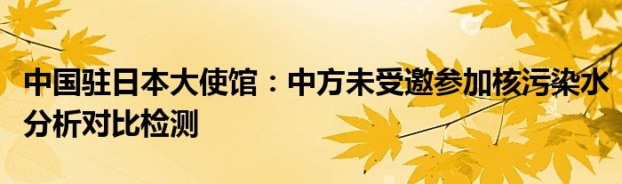 中国驻日本大使馆:中方未受邀参加核污染水分析对比检测