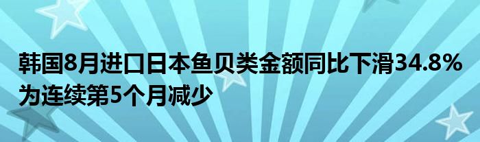 韩国8月进口日本鱼贝类金额同比下滑34.8% 为连续第5个月减少