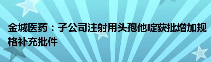 金城医药:子公司注射用头孢他啶获批增加规格补充批件