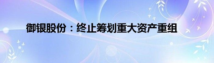 御银股份:终止筹划重大资产重组