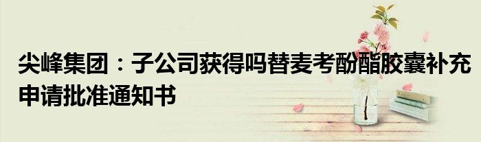 尖峰集团:子公司获得吗替麦考酚酯胶囊补充申请批准通知书
