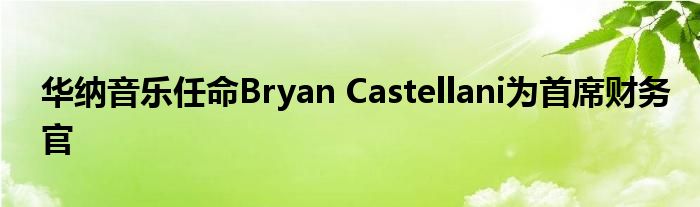 华纳音乐任命Bryan Castellani为首席财务官