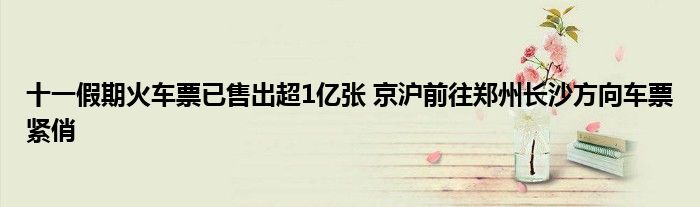 十一假期火车票已售出超1亿张 京沪前往郑州长沙方向车票紧俏