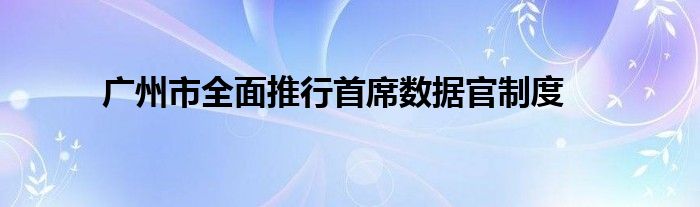广州市全面推行首席数据官制度
