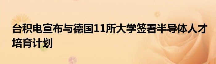 台积电宣布与德国11所大学签署半导体人才培育计划
