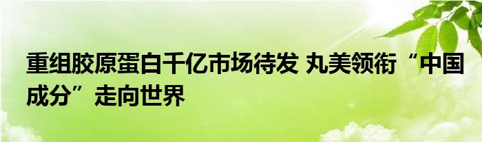 重组胶原蛋白千亿市场待发 丸美领衔“中国成分”走向世界