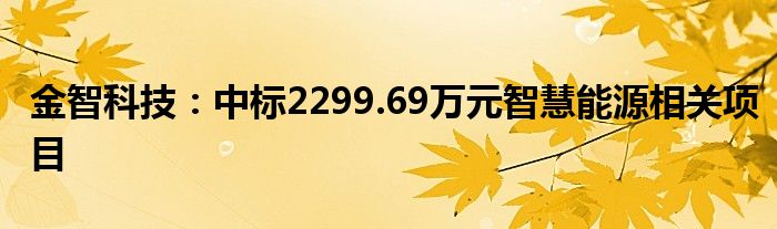 金智科技:中标2299.69万元智慧能源相关项目