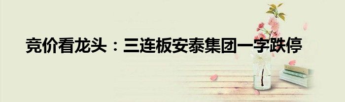 竞价看龙头:三连板安泰集团一字跌停