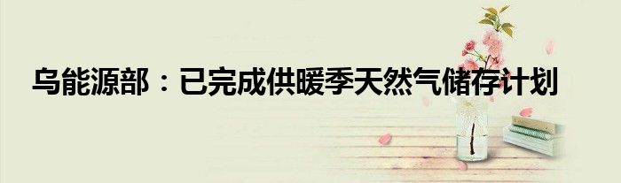 乌能源部:已完成供暖季天然气储存计划