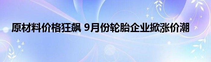 原材料价格狂飙 9月份轮胎企业掀涨价潮