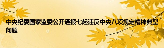 中央纪委国家监委公开通报七起违反中央八项规定精神典型问题