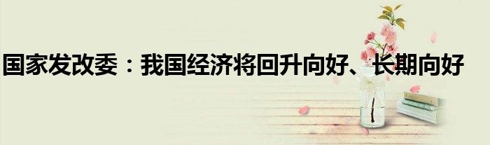 国家发改委:我国经济将回升向好、长期向好