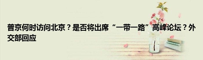 普京何时访问北京?是否将出席“一带一路”高峰论坛?外交部回应