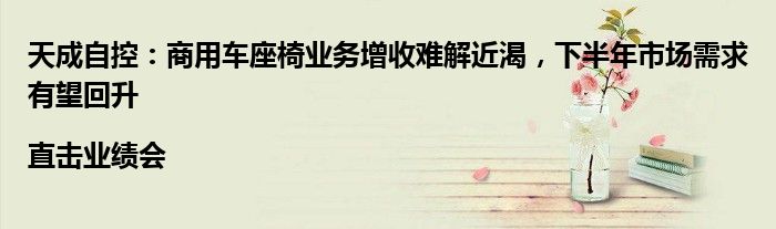 天成自控：商用车座椅业务增收难解近渴，下半年市场需求有望回升|直击业绩会