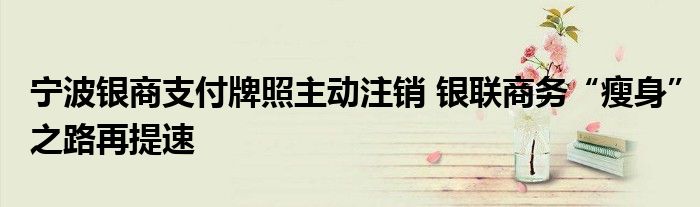 宁波银商支付牌照主动注销 银联商务“瘦身”之路再提速