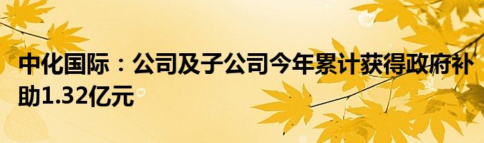 中化国际:公司及子公司今年累计获得政府补助1.32亿元