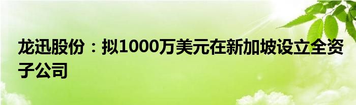 龙迅股份：拟1000万美元在新加坡设立全资子公司