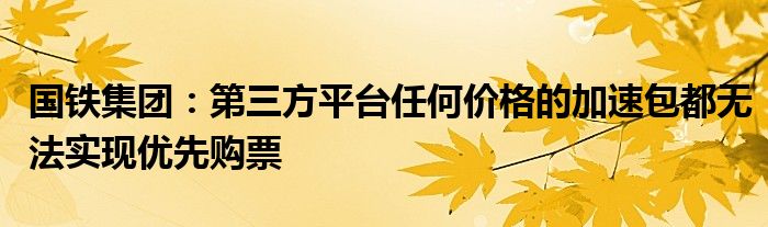 国铁集团:第三方平台任何价格的加速包都无法实现优先购票