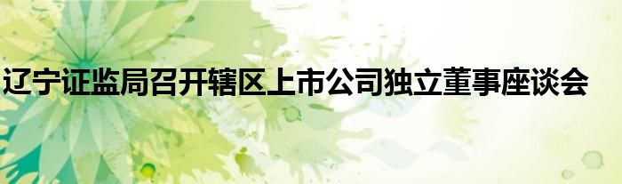 辽宁证监局召开辖区上市公司独立董事座谈会