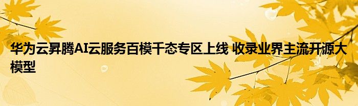 华为云昇腾AI云服务百模千态专区上线 收录业界主流开源大模型