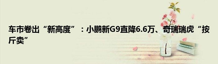 车市卷出“新高度”:小鹏新G9直降6.6万、奇瑞瑞虎“按斤卖”