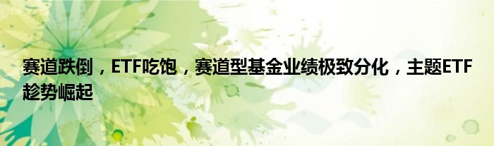 赛道跌倒,ETF吃饱,赛道型基金业绩极致分化,主题ETF趁势崛起