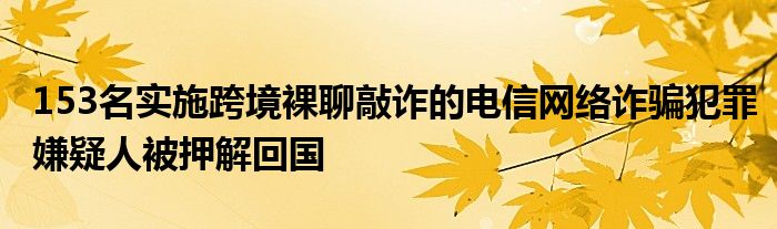 153名实施跨境裸聊敲诈的电信网络诈骗犯罪嫌疑人被押解回国