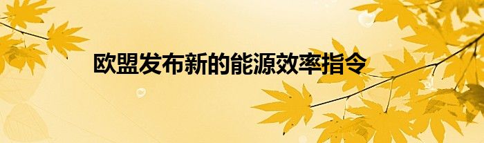 欧盟发布新的能源效率指令