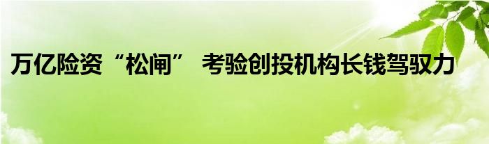 万亿险资“松闸” 考验创投机构长钱驾驭力