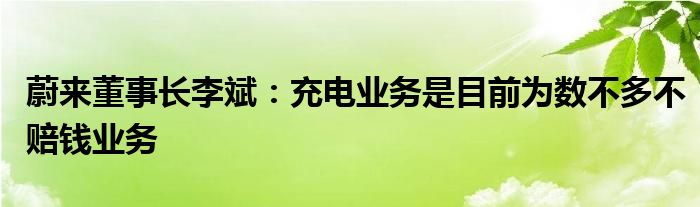 蔚来董事长李斌:充电业务是目前为数不多不赔钱业务